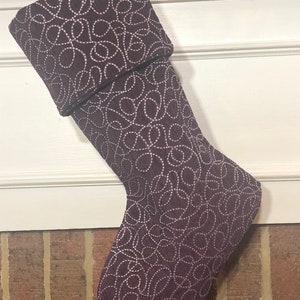 One (1) Purple and metallic silver swirl Christmas stocking - last 2 available