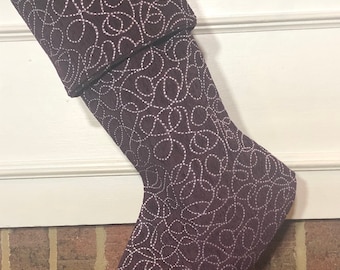 One (1) Purple and metallic silver swirl Christmas stocking - last 2 available