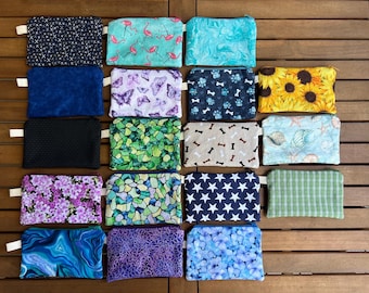 Lined Cotton Zipper Pouch: Coin, Card, Earbud & Lipstick Organizer, Gift Card Holder