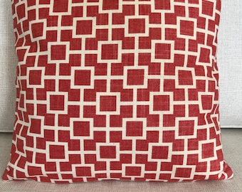 Coral geometric pillow cover