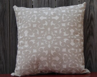 Beige cutout scroll pillow cover