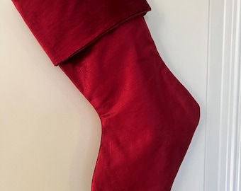 Cranberry red velvet stocking - 4 available