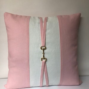 Pink Equestrian bit linen pillow cover
