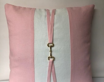 Pink Equestrian bit linen pillow cover
