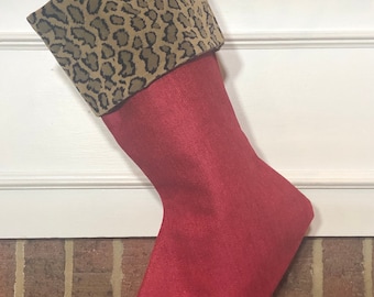 One (1) Whimsical Leopard cuff stocking - last 2 available