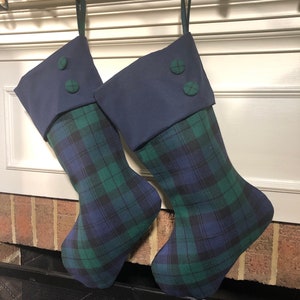 LIMITED! One (1) Black watch plaid Christmas stocking