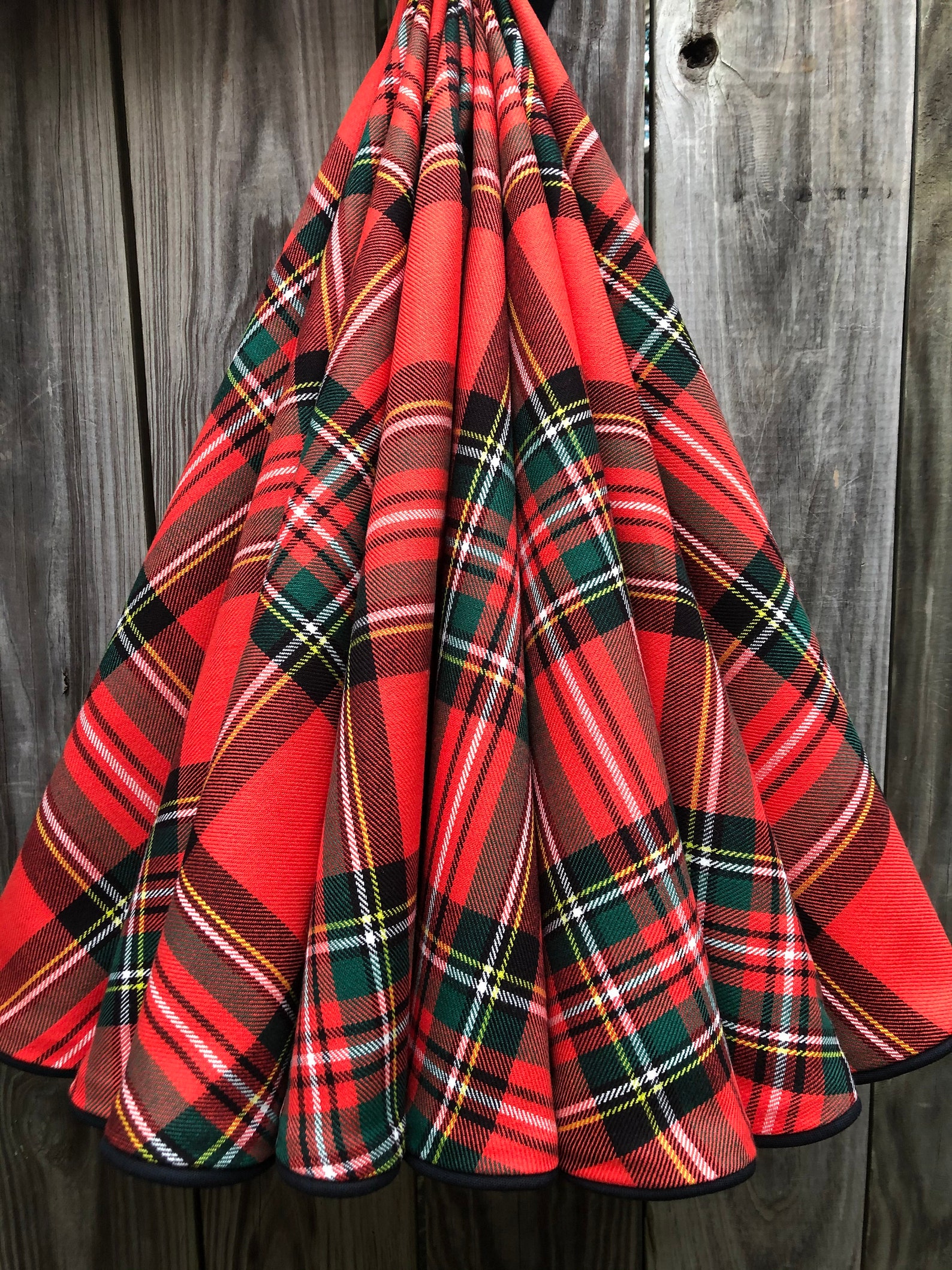 Image of Traditional Stewart Plaid Tree Skirt