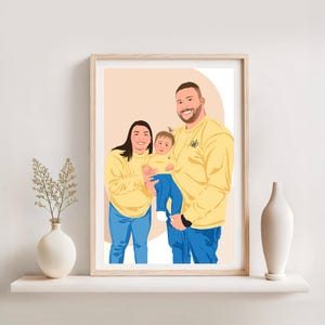 Ritratto di famiglia personalizzato da foto, regalo personalizzato, ritratto di cartone animato, illustrazione di famiglia, ritratto della persona amata, stampa di ritratto digitale