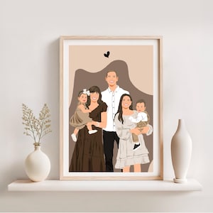 Custom Family Portrait, Cartoon Portrait, Family Illustration, Gift For Christmas, Portrait From Photo, Personalized Gift, Famliy Gift