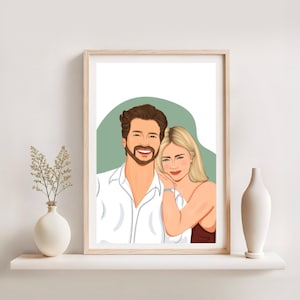 Ritratto di coppia personalizzato da foto, regalo personalizzato per fidanzato o fidanzata, illustrazione a fumetti, regalo di compleanno per lui, stampa digitale