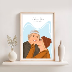 Personalisiertes Paar Porträt, Benutzerdefinierte Digitale Zeichnung vom Foto, Geschenk für Freund, Jubiläum oder Geburtstagsgeschenke