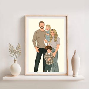 Illustrazione di ritratto di famiglia, ritratto senza volto personalizzato, regalo personalizzato per Natale, illustrazione personalizzata, regalo per la famiglia, regalo di compleanno