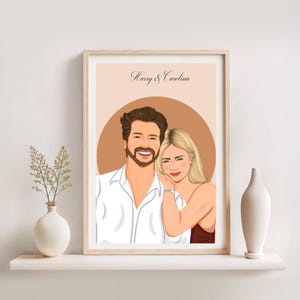 Personalized Couple Portrait, Custom Digital Drawing from Photo, Gift for Boyfriend, Anniversary or Birthday Gifts