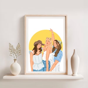 Best Friend Portrait, Faceless Portrait Print, Hand Drawn Portraits from Photo, Birthday Gift for Her, Custom Best Friend Gift