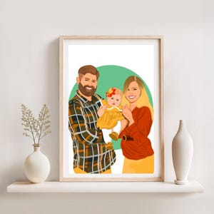 Personalized Cartoon Family Illustration, Custom Family Portrait, Faceless Family Drawing from Photo, Digital Art Gift for Loved Ones