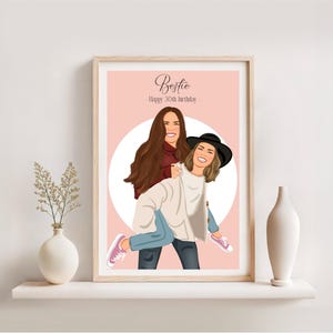 Retrato de Melhor Amigo, Retrato Personalizado, Retrato Sem Rosto, Ilustração Personalizada, Retrato a Partir de Foto, Presente de Aniversário, Presente para Amigo
