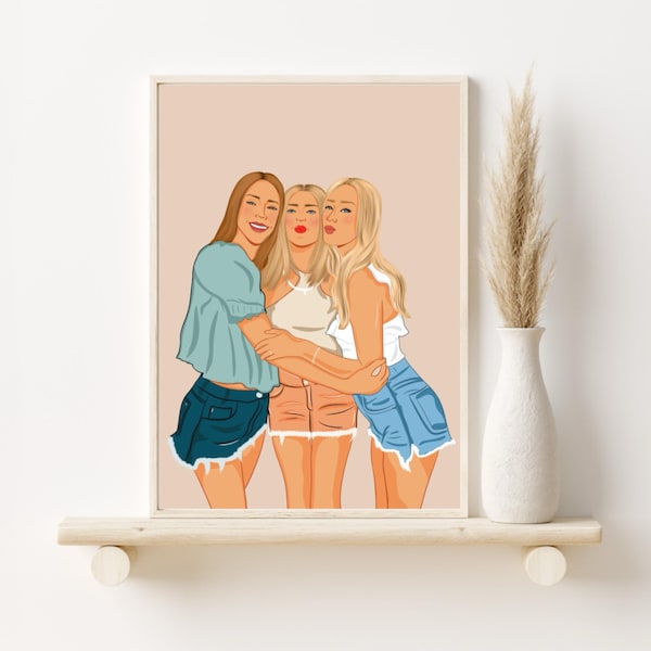 Aangepast portret, cadeau zus, gepersonaliseerde cartoon (digitale download)