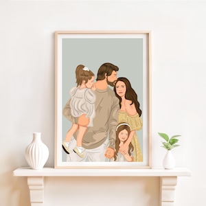 Personalisierte Familie Cartoon Portrait: Personalisierte Foto Illustration (Digitaldruck