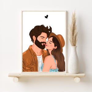 Aangepast paarportret van foto, cartoonportret, jubileumcadeau, gepersonaliseerd cadeau voor vriend, cadeau vriendin, portret zonder gezicht