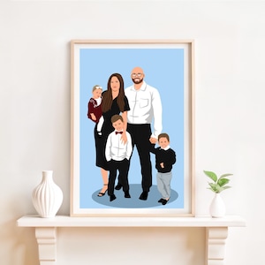 Custom Family Portrait From Photo, Family Illustration, Cartoon Portrait, Personalized Portrait Drawing, Gift For Christmas, Gift for Parent