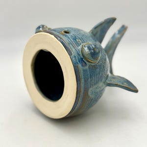Ceramic Fish Birdhouse in Honeyed Blue