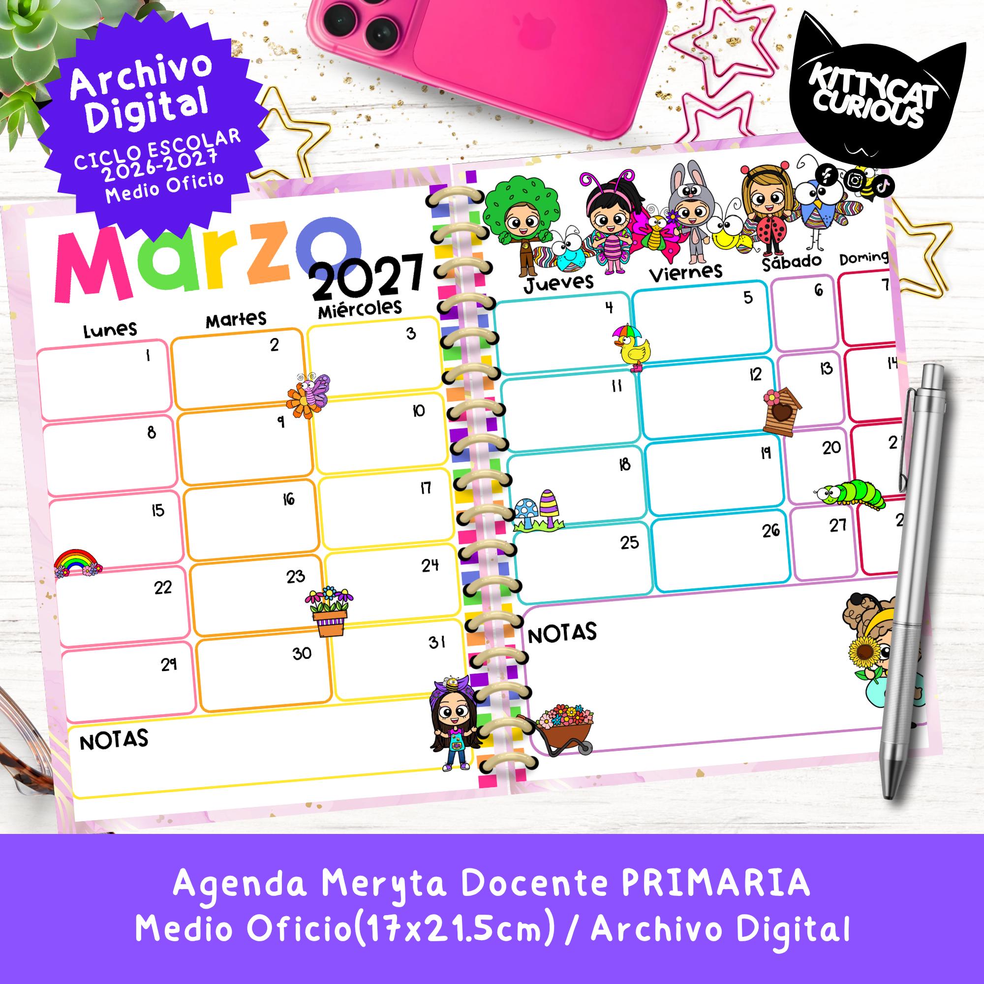 Agenda Docente PDF 2026-2027 Primaria Medio Oficio | Planeador Escolar ...