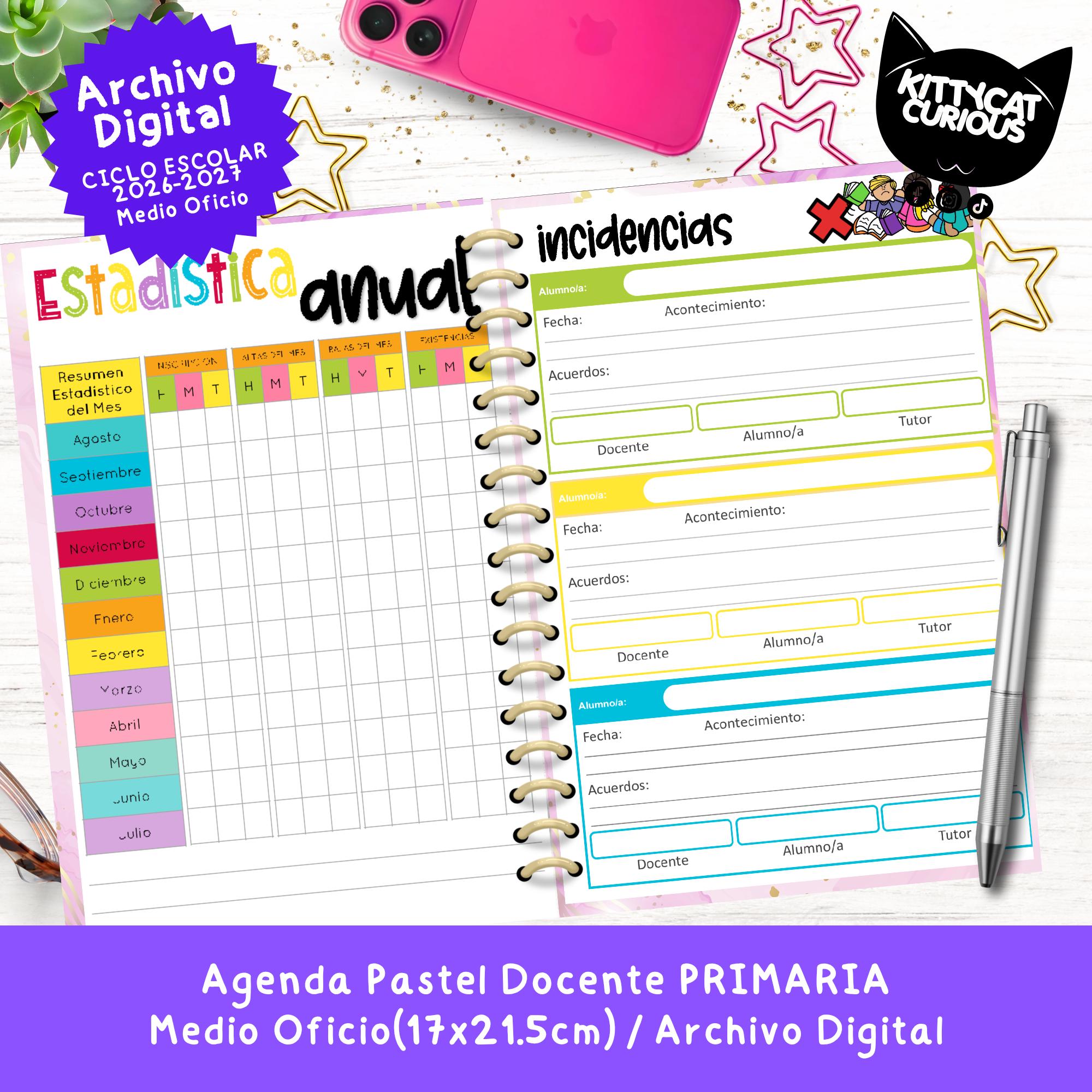 Agenda Docente PDF 2026-2027 Primaria Medio Oficio | Planeador Escolar ...