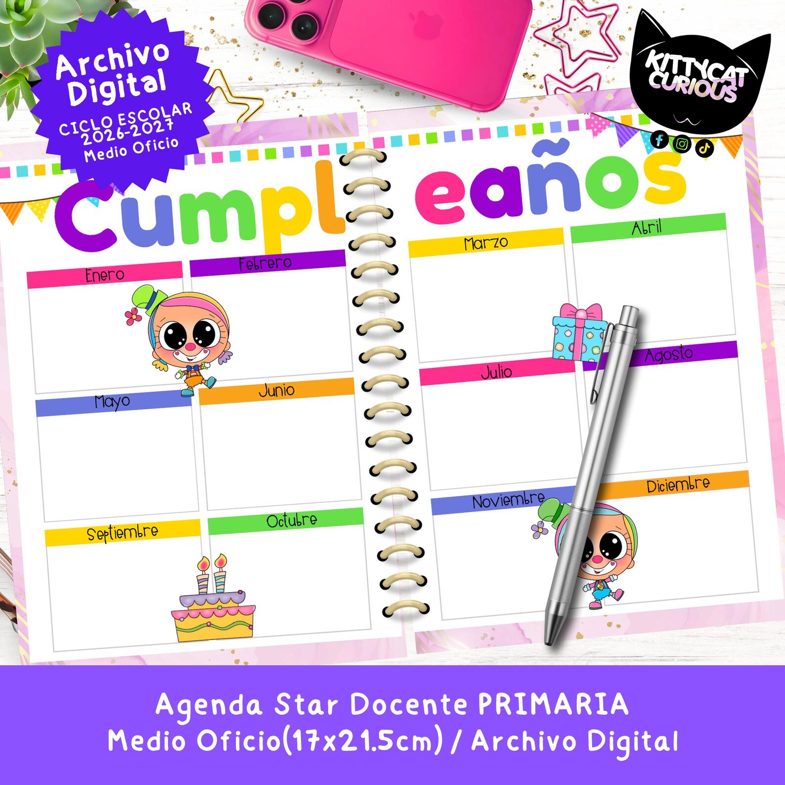 Agenda Docente PDF 2026-2027 Primaria Medio Oficio | Planeador Escolar ...