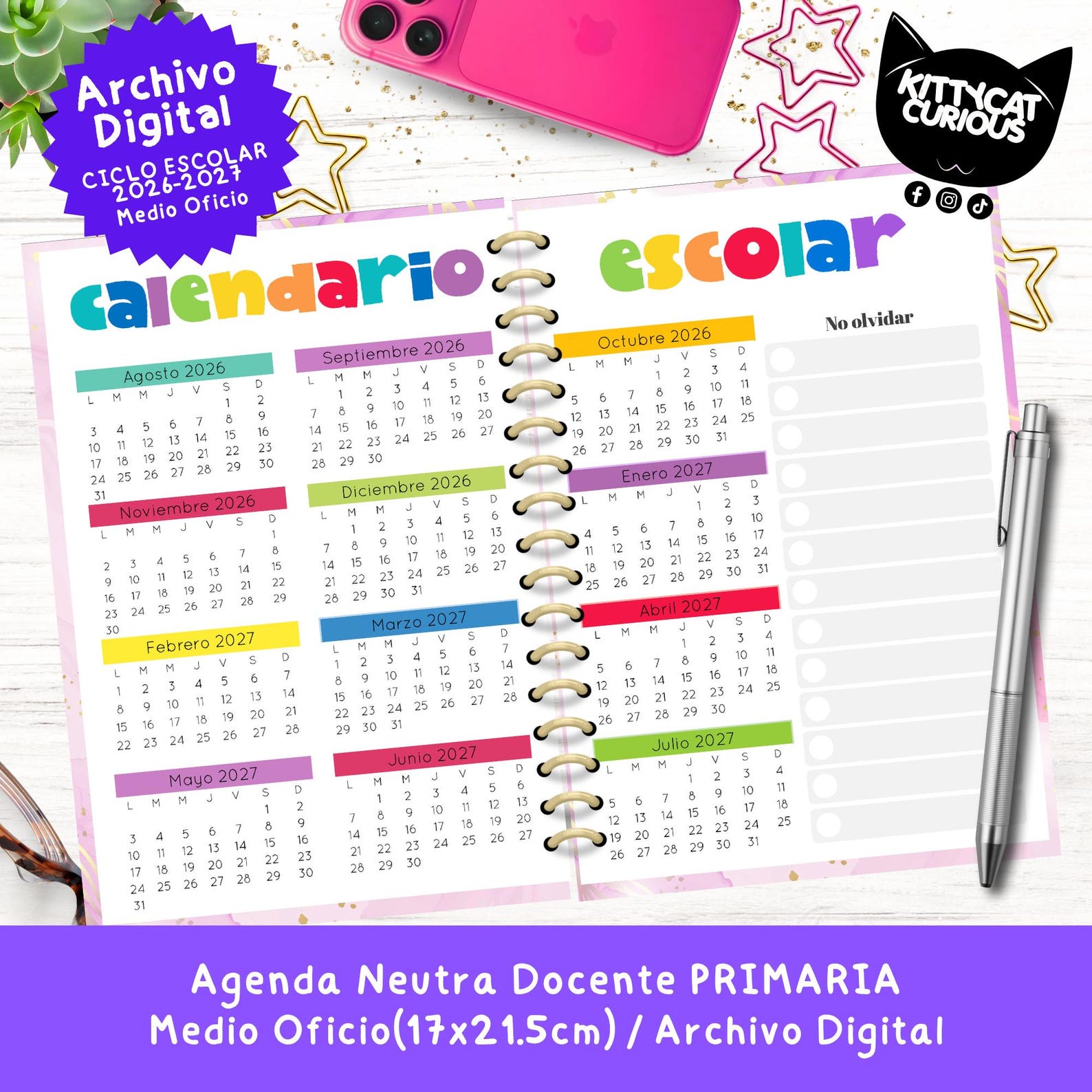 Agenda Docente PDF 2026-2027 Primaria | Planeador Escolar para Maestros ...