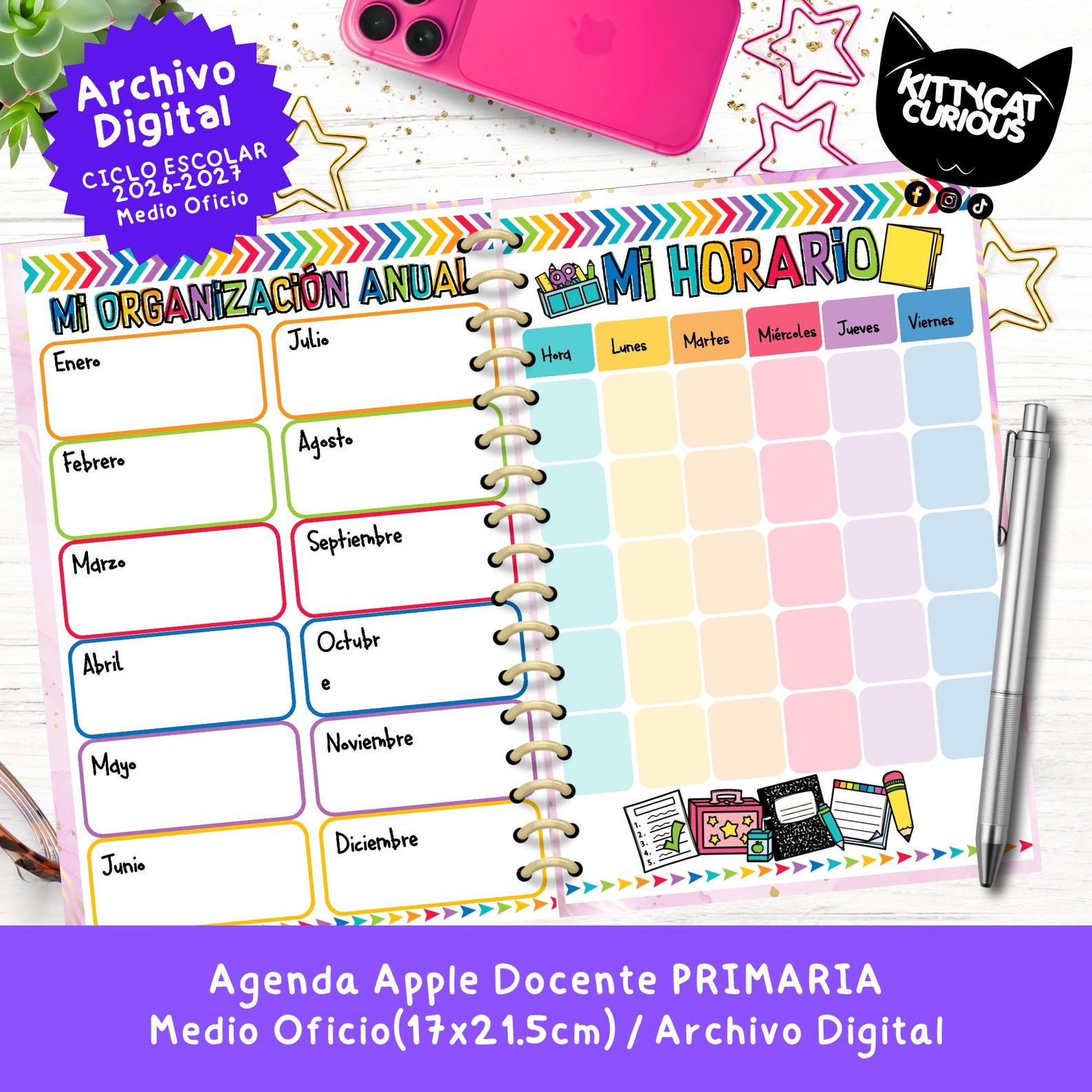Agenda Docente PDF 2026-2027 Primaria | Planeador Escolar para Maestros ...