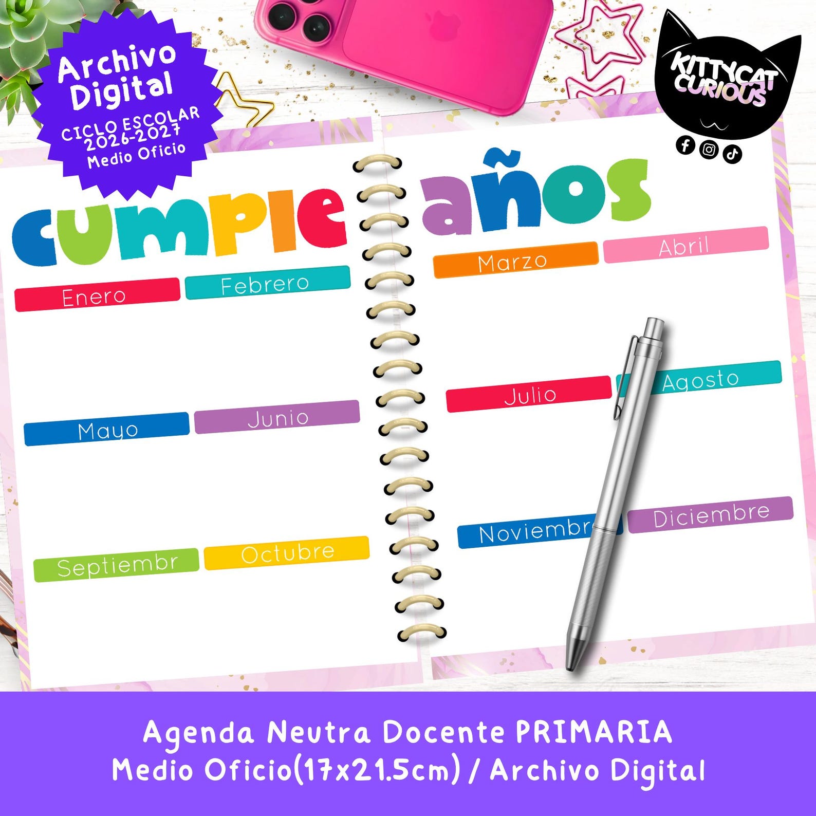 Agenda Docente PDF 2026-2027 Primaria | Planeador Escolar para Maestros ...