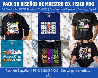 Bundle of 20 Physical Education PNG Designs | PE Teacher | Files for T-shirts | Digital Download