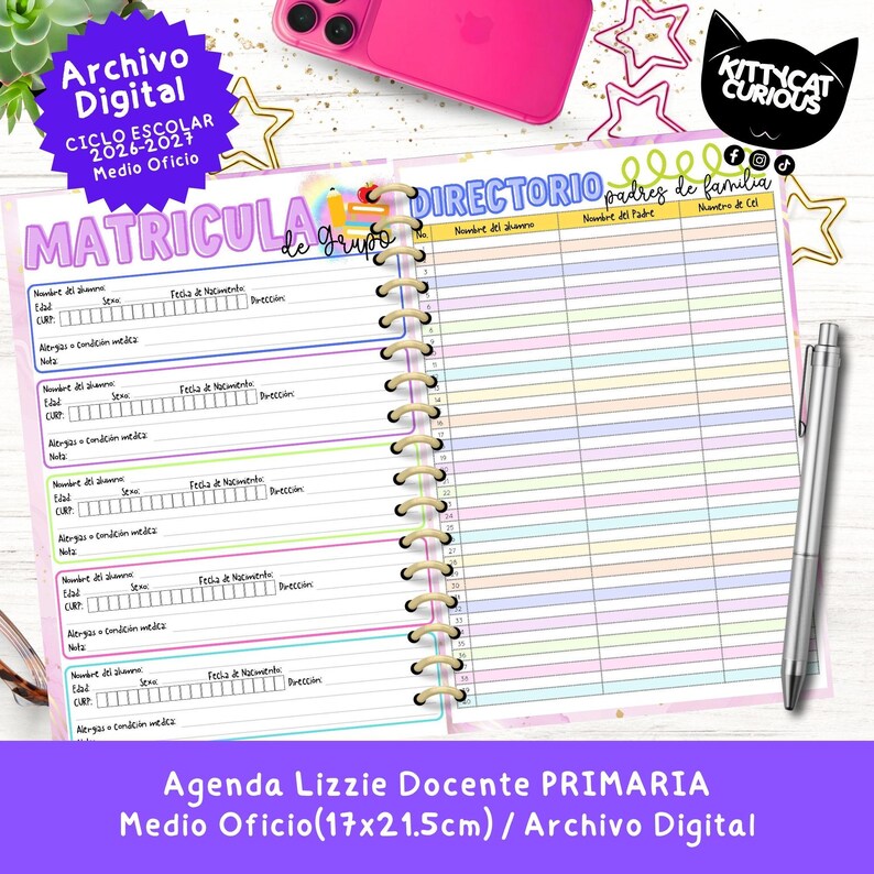 Agenda Docente PDF 2026-2027 Primaria | Planeador Escolar para Maestros ...
