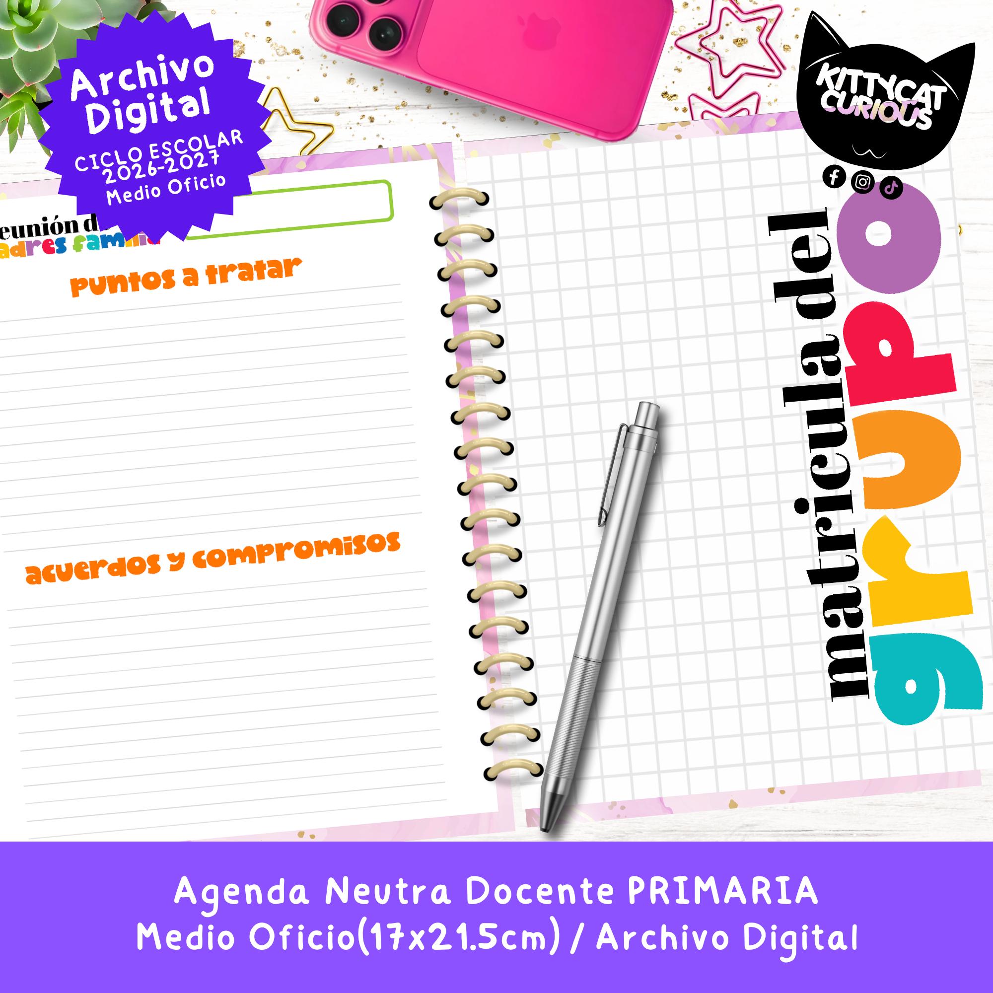 Agenda Docente PDF 2026-2027 Primaria | Planeador Escolar para Maestros ...