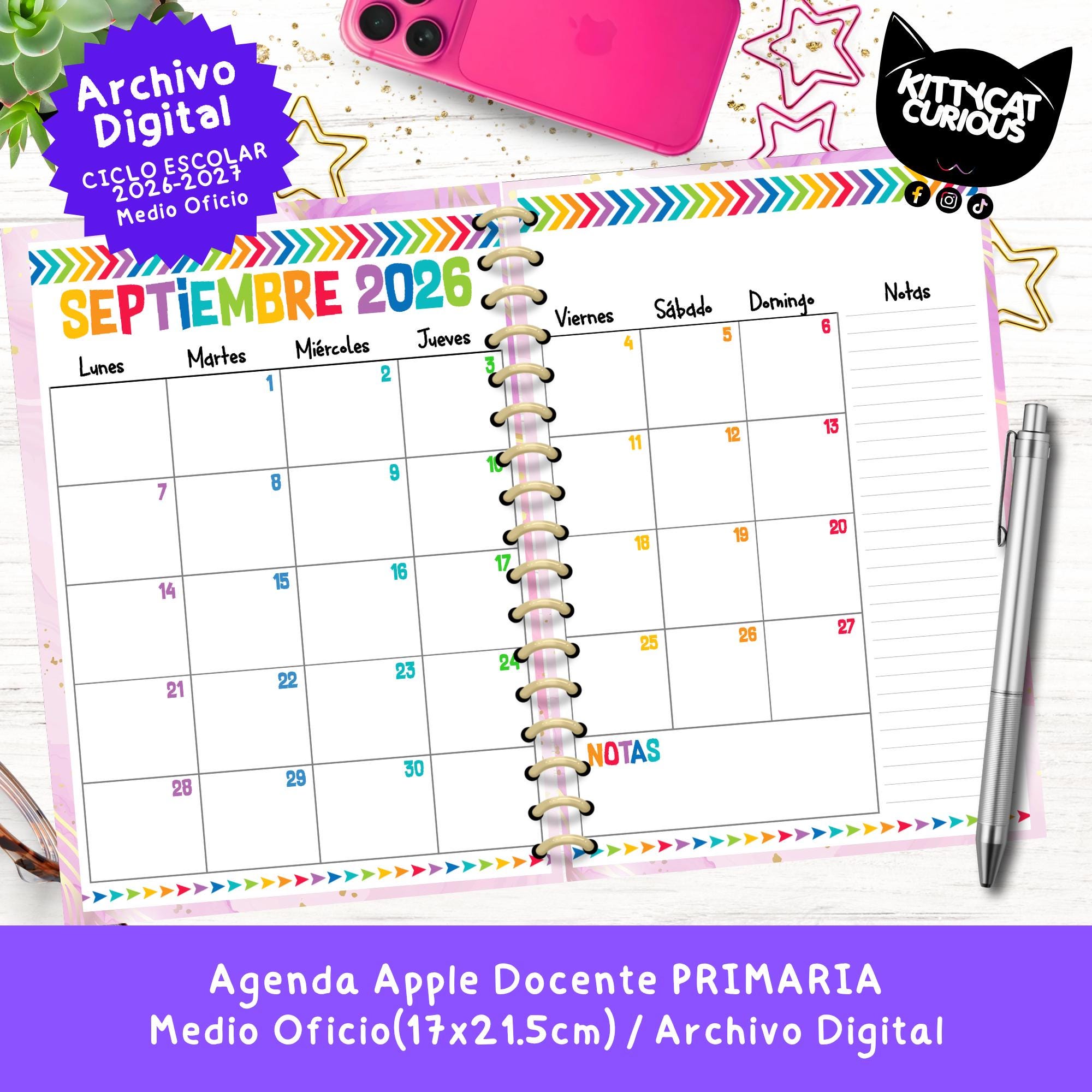 Agenda Docente PDF 2026-2027 Primaria | Planeador Escolar para Maestros ...