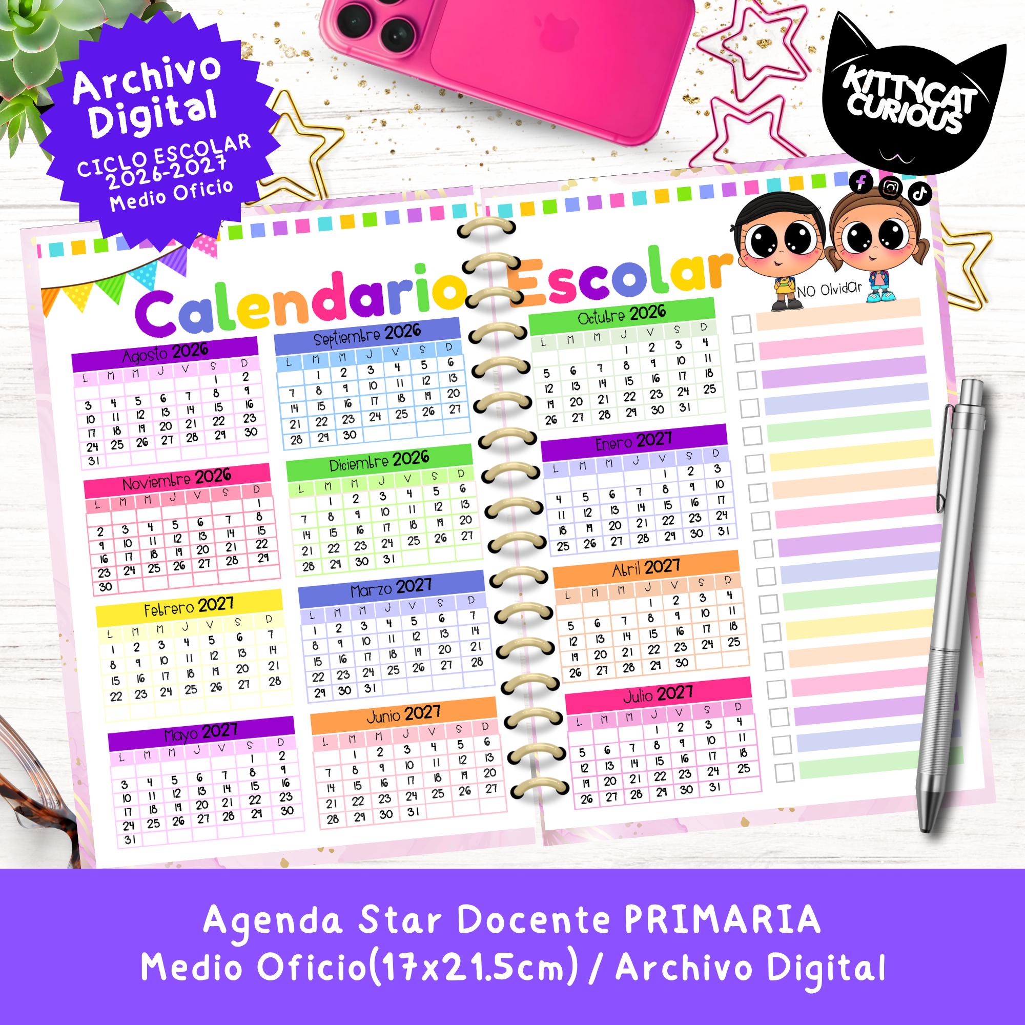 Agenda Docente PDF 2026-2027 Primaria Medio Oficio | Planeador Escolar ...