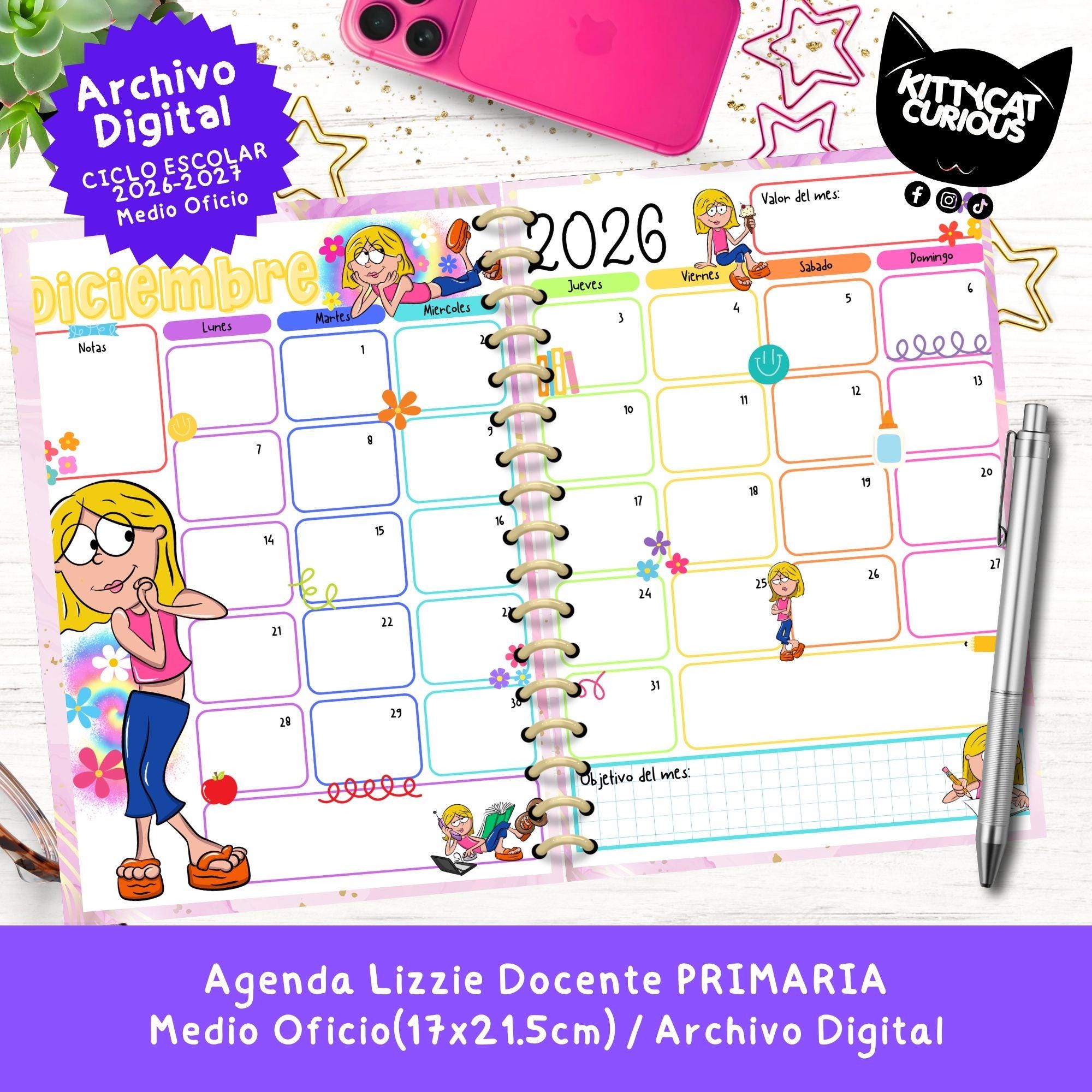 Agenda Docente PDF 2026-2027 Primaria | Planeador Escolar para Maestros ...