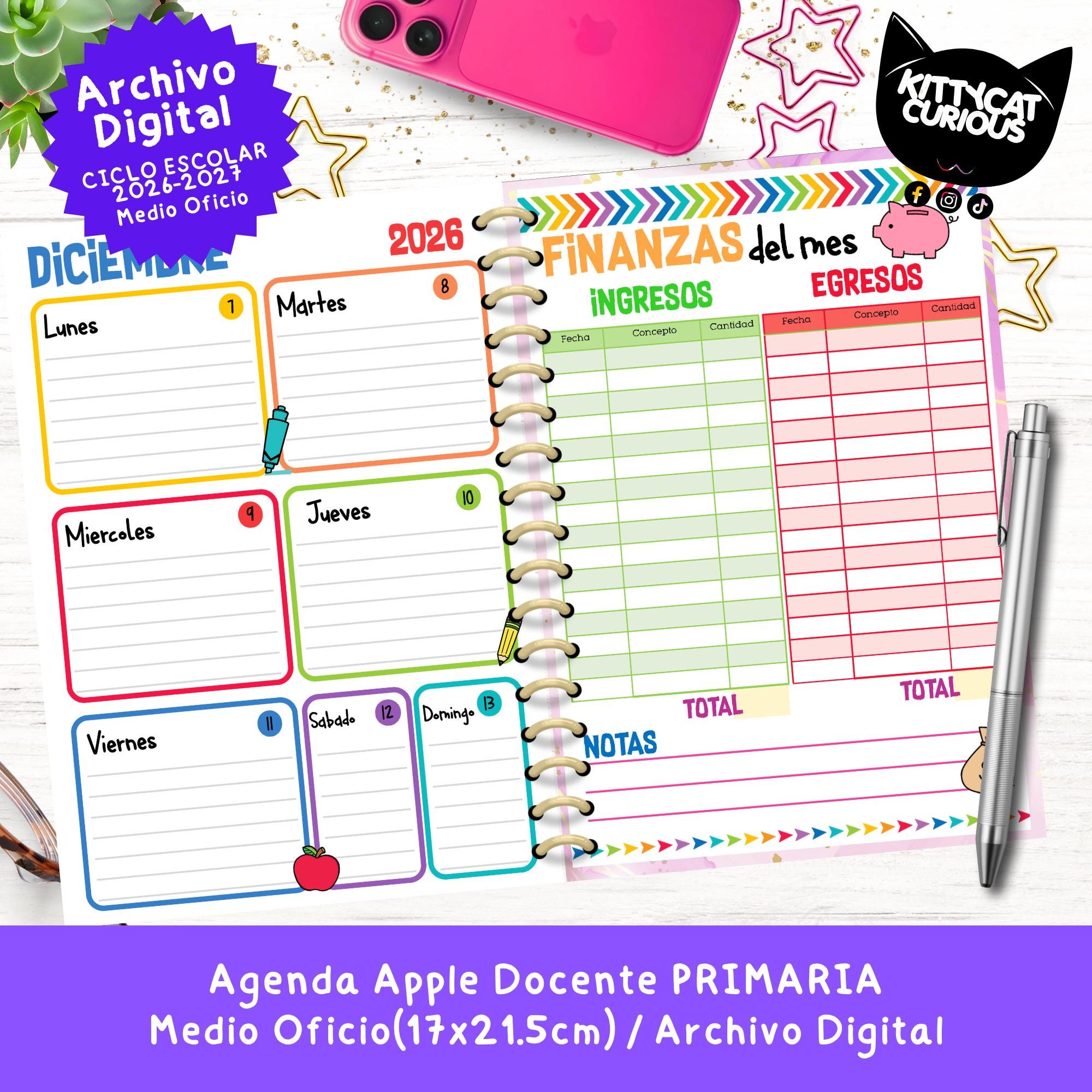 Agenda Docente PDF 2026-2027 Primaria | Planeador Escolar para Maestros ...