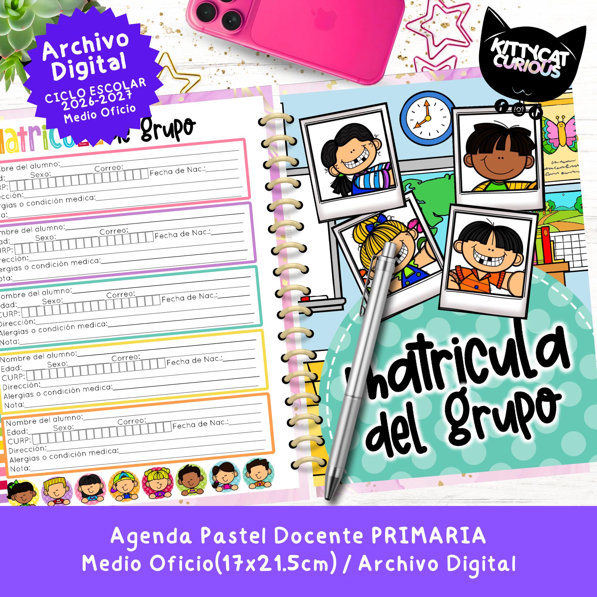 Agenda Docente PDF 2026-2027 Primaria Medio Oficio | Planeador Escolar ...
