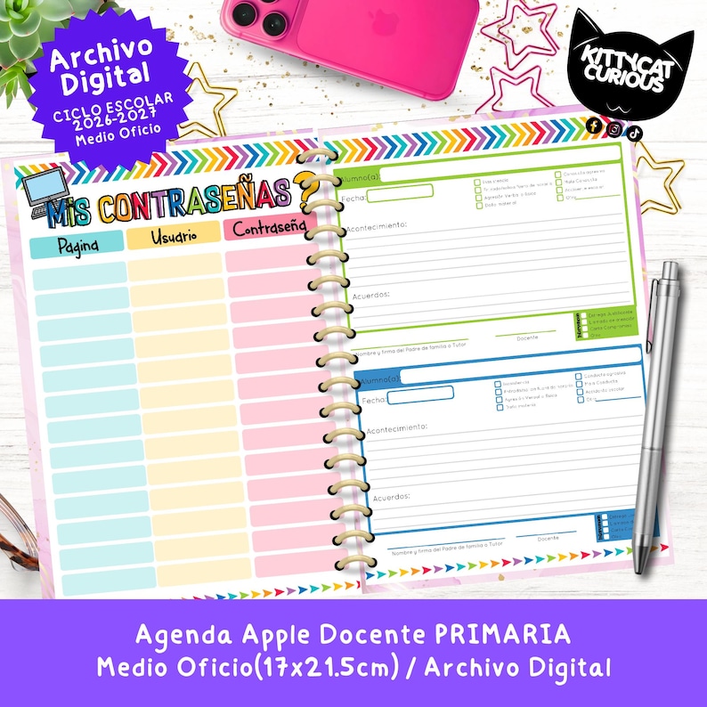 Agenda Docente PDF 2026-2027 Primaria | Planeador Escolar para Maestros ...
