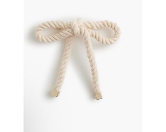 J.Crew Factory Rope Bow Barrette Ivory One Size New Retail 34