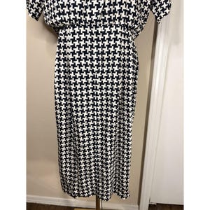 VTG Adrianna Papell 100% Silk Black Geometric Print Dress Sz 12 Shoulder Pads image 2