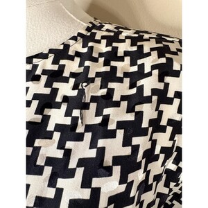 VTG Adrianna Papell 100% Silk Black Geometric Print Dress Sz 12 Shoulder Pads image 4