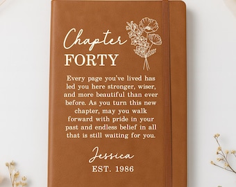Custom 40th Birthday Journal, Chapter Forty Notebook, Personalized 40th Birthday Gift (FN-AND4KRM7)