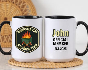 Custom Dumpster Fire Response Team Mug, Office Team Gifts, Coworker Dumpster Fire Cup (FN-AN787AI)