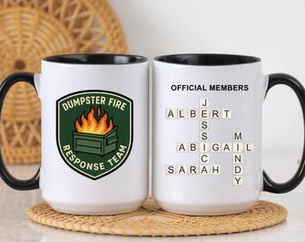 Dumpster Fire Response Team Badge Coffee Mug, Personalized Name Cup, Coworker Appreciation Gift, Office Team Mug (FN-AYNC23Y5)