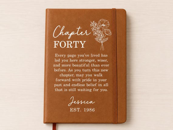 Custom 40th Birthday Journal, Chapter Forty Notebook, Personalized 40th Birthday Gift (FN-AND4KRM7)