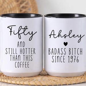 50 Birthday Gifts For Women, Badass Bitch Since 1976 Mug, Personalized 1976 Fifty Birthday Mug (FN-EHGFIFTY76)