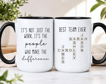 Personalized Best Team Scrabble Coffee Mug, Custom Coworker Appreciation Gift, Office Team Coffee Cup, Employee Gifts (FN-AY13FG42)