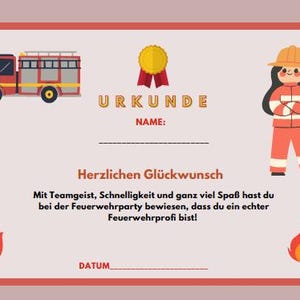 Certificate for children&#39;s birthday party favors fireman